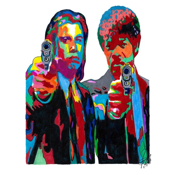 Pulp Fiction Travolta Samuel L Jackson Crime Movie Print Poster Wall Art 18x24 - Picture 1 of 5